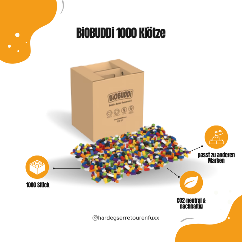 BiOBUDDi 1000 Spielklötze – CO2-neutrales, pädagogisches Bauklötze-Set für Kinder ab 4 Jahren