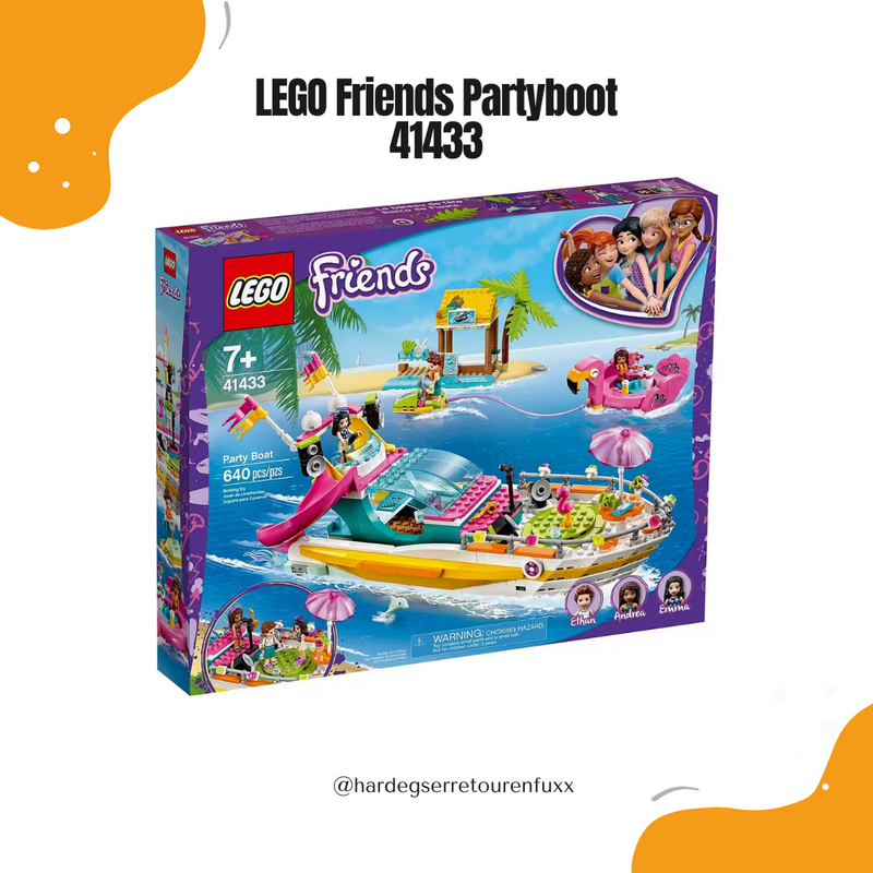 LEGO® Friends 41433 Partyboot – Konstruktionsspielset mit 3 Spielfiguren, Strand- und Wasserspaß, ab 6 Jahren