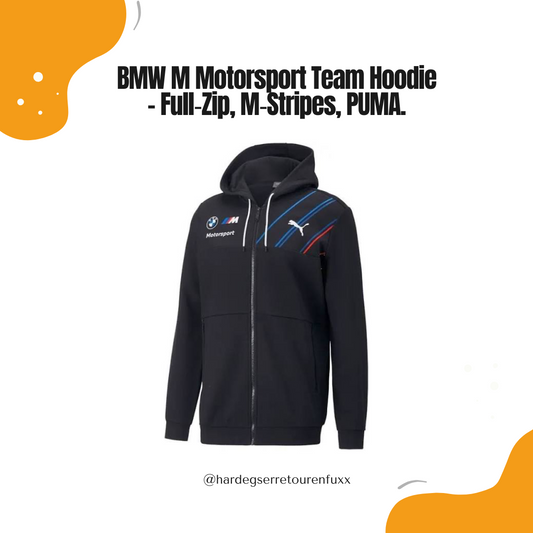 BMW M Motorsport Herren Kapuzen‑Sweatjacke – Full‑Zip Hoodie mit M‑Stripes Brustpanel, Kordelzug‑Kapuze, Zip‑Taschen, Offizielle PUMA Teamwear, dunkelblau