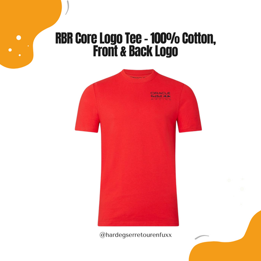 Red Bull Racing F1 Core Logo T‑Shirt – Unisex, 100% Baumwolle, Front‑ und Rückenlogo, Regular Fit, Oracle Red Bull Racing Core Monobrand