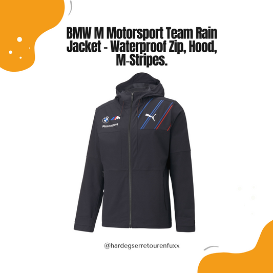 BMW M Motorsport Team Rain Jacket – Herren Regenjacke mit Kapuze, Waterproof‑Zip, verstellbaren Bündchen, Zip‑Taschen, M‑Stripes, Offizielle PUMA Teamwear