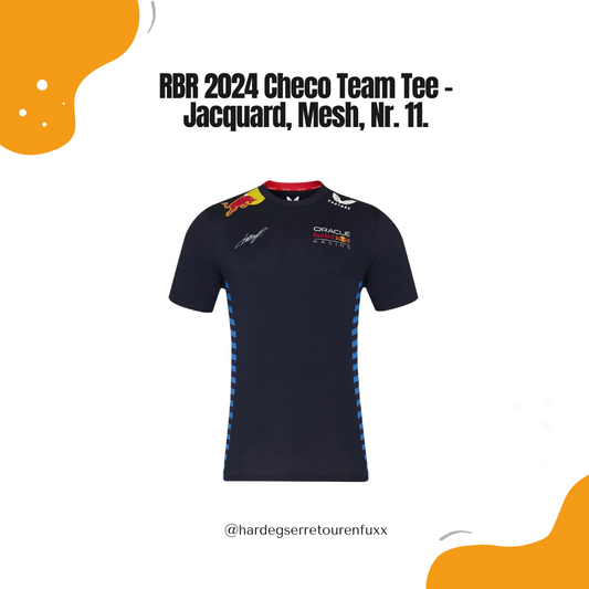 Red Bull Racing 2024 Sergio “Checo” Pérez Team T‑Shirt – Regular Fit, 88% Polyester/12% Elastan, Jacquard, Mesh‑Panels, Fahrer‑Branding Nr. 11, Offizielle Castore Replica