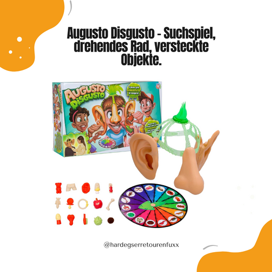 Play Fun by IMC Toys Augusto Disgusto – Lustiges Suchspiel für Kinder ab 6 Jahren, überdimensionale Ohren & Nase, drehendes Suchrad, versteckte "Mist"-Objekte, Punktesystem, mindestens 2 Spieler, Familienspiel
