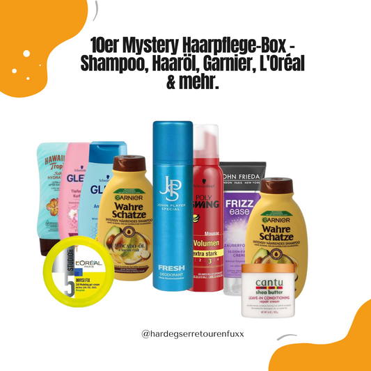 10er Mystery Box Haarpflege – Shampoo, Conditioner & Haaröl Mix von Top-Marken wie Garnier, Schwarzkopf, L'Oréal & mehr, Überraschungsset für alle Haartypen, Beauty-Geschenkbox