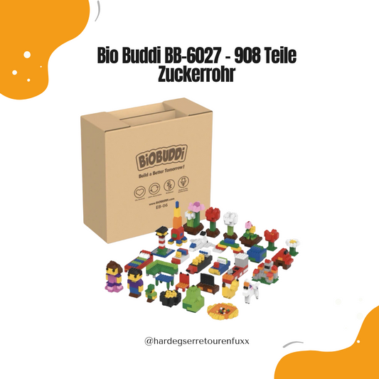 Bio Buddi Bausteine BB-6027 XL-Set – 908 Teile Nachhaltige Zuckerrohr-Bausteine, Mehrfarbig, CO₂-Neutral Konstruktionsspielzeug für Kinder & Erwachsen