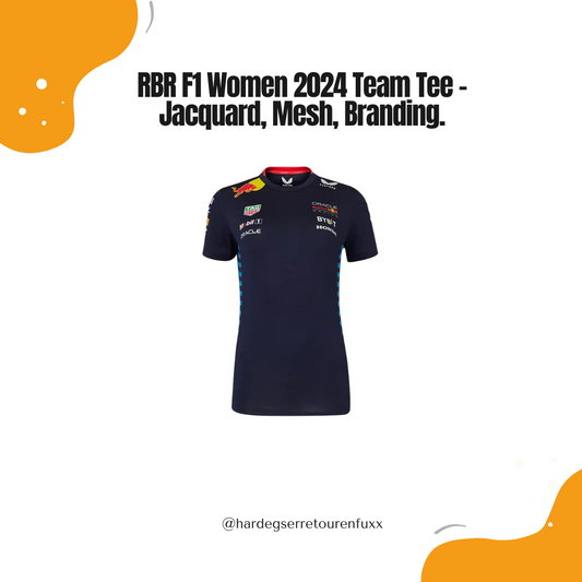 Red Bull Racing F1 Women’s 2024 Team T‑Shirt – Regular Fit, 88% Polyester/12% Elastan, Jacquard-Mesh, Rundhals, Team-Branding vorn/seitlich/hinten