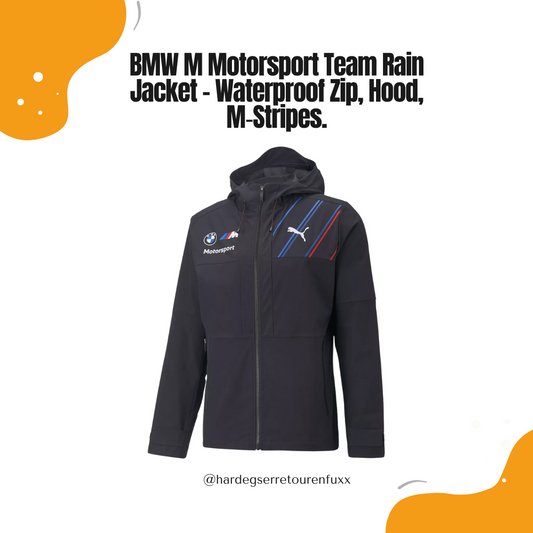BMW M Motorsport Team Rain Jacket – Herren Regenjacke mit Kapuze, wasserdichtem Frontzip, verstellbaren