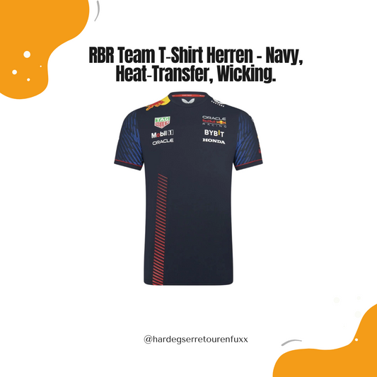 Red Bull Racing F1 Team T‑Shirt Herren – Navy, Regular Fit, Feuchtigkeitsmanagement, Heat‑Transfer Sponsorlogos, Offizielle Castore Teamline