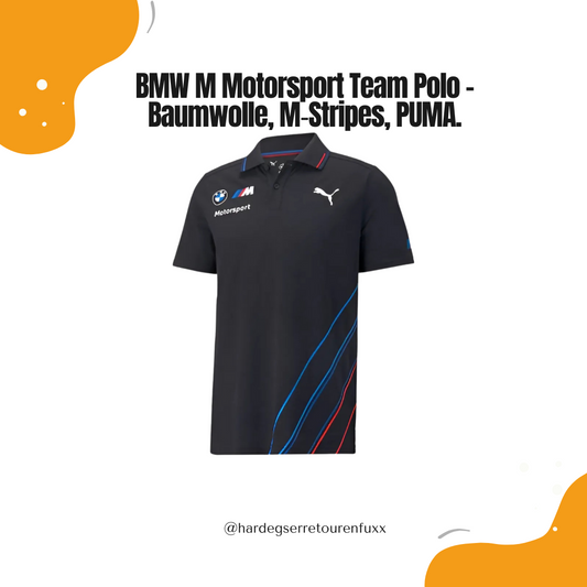 BMW M Motorsport Team Polo – Herren Poloshirt, 100% Baumwolle, M‑Stripes Grafik, Rippkragen mit Kontraststreifen, Offizielle PUMA Teamwear
