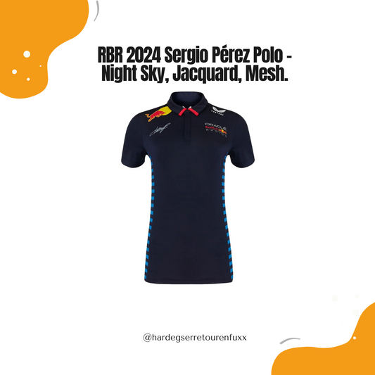 Red Bull Racing F1 Team Sergio Pérez Men’s Polo – Night Sky, Regular Fit, Jacquard, Mesh‑Panels, Verdeckte Knopfleiste, Fahrer‑Branding Nr. 11